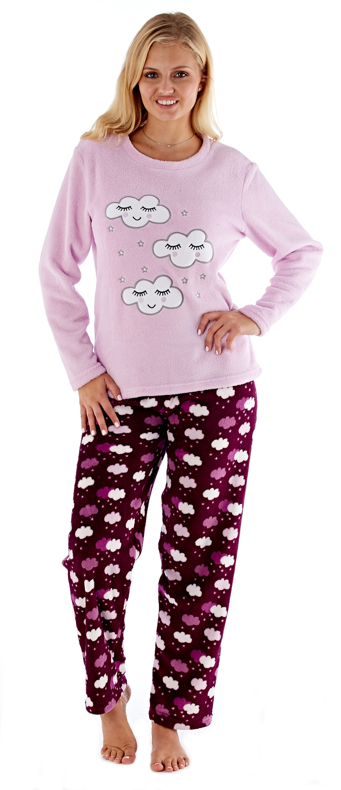 Womens Soft Fleece Pyjamas Lounge Set Twosie Warm Pjs Ladies Lounge